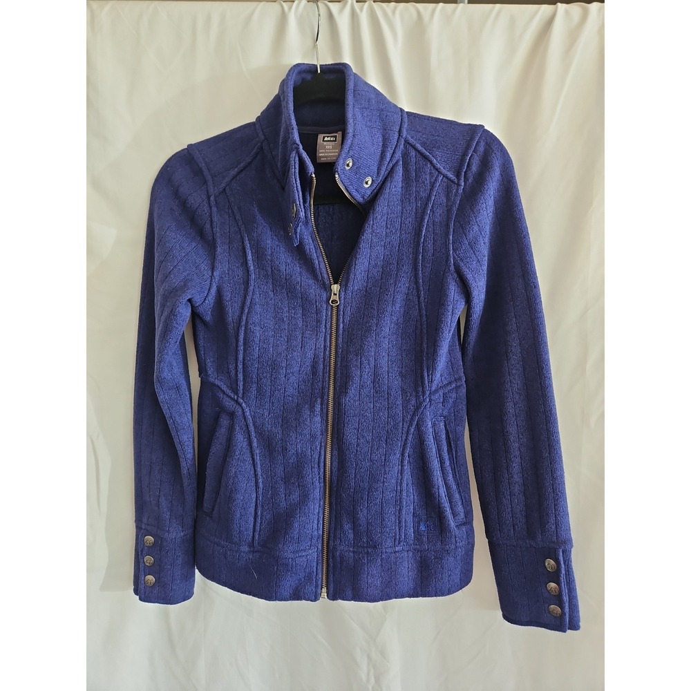 REI Womens XXS Blue Full Zip Jacket Polyester Outdoor Hiking